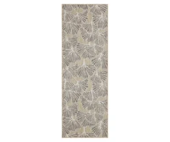 Treasured Garden Beige & Tan Botanical Outdoor Area Rug, (2.5' X 6')