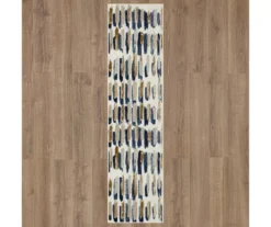 Quicksilver Blue, Brown & White Abstract Area Rug, (2' X 8') 11 Quicksilver Blue, Brown & White Abstract Area Rug, (2' X 8') -Northlight Outlet Home Store 810600446 A0 2