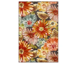 Charm Orange & Green Floral Area Rug, (7.5' X 10')