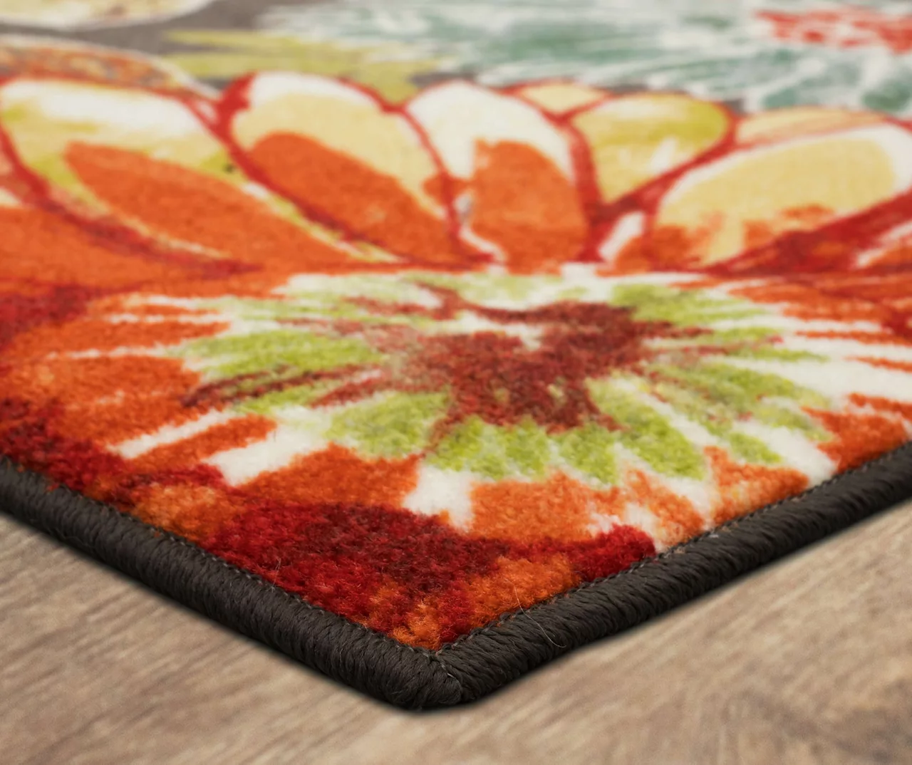 Charm Orange & Green Floral Area Rug, (7.5' X 10') 2 Charm Orange & Green Floral Area Rug, (7.5' X 10') - Image 2