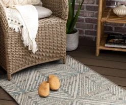 Poolside Diamond Light Gray & Turquoise Outdoor Area Rug, (2.5' X 6') -Northlight Outlet Home Store 810601183 A0 4