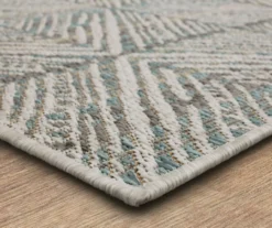 Poolside Diamond Light Gray & Turquoise Outdoor Area Rug, (2.5' X 6') -Northlight Outlet Home Store 810601183 A8 1