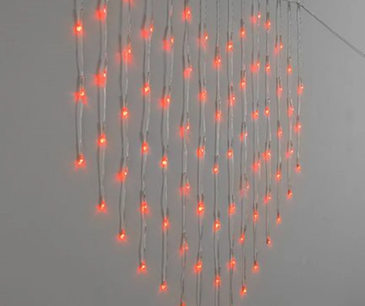 Red Heart Shape Curtain LED Light Set, 76 Lights 2 Red Heart Shape Curtain LED Light Set, 76 Lights - Image 2