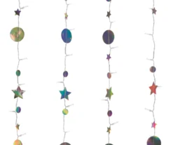 Warm White Colorful Moon & Stars 6-Strand LED Curtain Lights