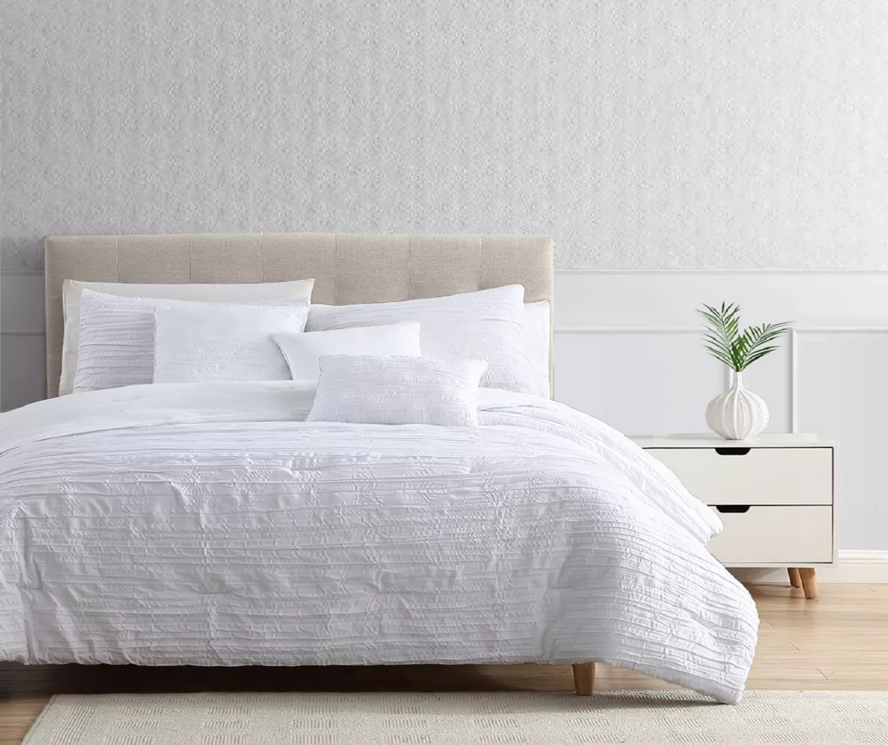 Birch White Crinkle Texture King 6-Piece Comforter Set 1 Birch White Crinkle Texture King 6-Piece Comforter Set