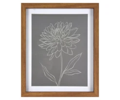 Gray Flower Sketch Framed Wall Art, (12" X 16")