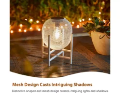 11.5" White Mesh Metal LED Solar Lantern -Northlight Outlet Home Store 810607502 A0 6