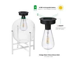 11.5" White Mesh Metal LED Solar Lantern -Northlight Outlet Home Store 810607502 A0 9