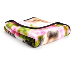 White, Black & Pink Frenchie Puppy Raschel Throw, (50" X 60") 5 White, Black & Pink Frenchie Puppy Raschel Throw, (50" X 60") -Northlight Outlet Home Store 810608601 A8 2