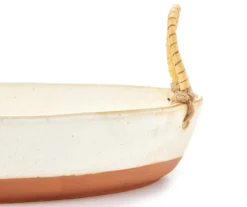 13.5" Artisan Ceramic Decorative Tray With Braided Handles -Northlight Outlet Home Store 810609480 A8 1