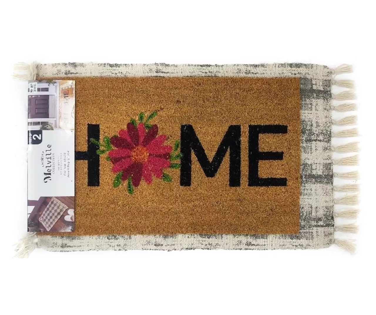 Melville Gray Distressed Plaid 2-Piece Layering Accent Rug & Mat Set 1 Melville Gray Distressed Plaid 2-Piece Layering Accent Rug & Mat Set