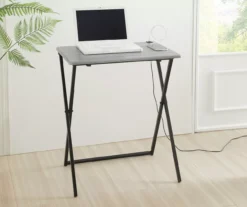 Wood Look Folding Table With USB Charging 16 Wood Look Folding Table With USB Charging -Northlight Outlet Home Store 810612177 B0 2