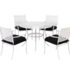White Lattice 5-Piece Cushioned Patio Dining Set