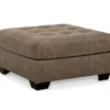 Keskin Brown Faux Leather Oversize Accent Ottoman