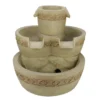 Northlight Sandstone Floral 3-Tier Bowl LED Water Fountain