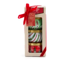Fresh Balsam, Santa's Cookies & Cinnamon Cheer Gnome Tin Candle Gift Set, 3-Pack