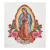 White & Red Our Lady Of Guadalupe Fleece Raschel Throw, (50" X 60")