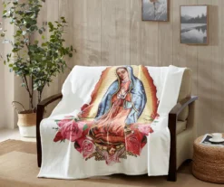 White & Red Our Lady Of Guadalupe Fleece Raschel Throw, (50" X 60") 6 White & Red Our Lady Of Guadalupe Fleece Raschel Throw, (50" X 60") -Northlight Outlet Home Store 810616372 B0 3