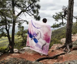 Purple Crescent Unicorn Fleece Raschel Throw, (50" X 60") -Northlight Outlet Home Store 810616378 B0 3