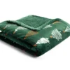 Green & White Trees Print Sherpa Throw, (50" X 60")