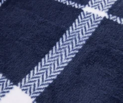 Navy & White Plaid Twin/Full Velvet Plush Blanket -Northlight Outlet Home Store 810617521 810617523 A8 2