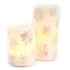 Silver Snowflake 2-Piece LED Pillar Candle Set