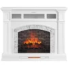 62" White Marble Grand Electric Fireplace Console