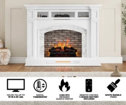 62" White Marble Grand Electric Fireplace Console -Northlight Outlet Home Store 810617766 M7