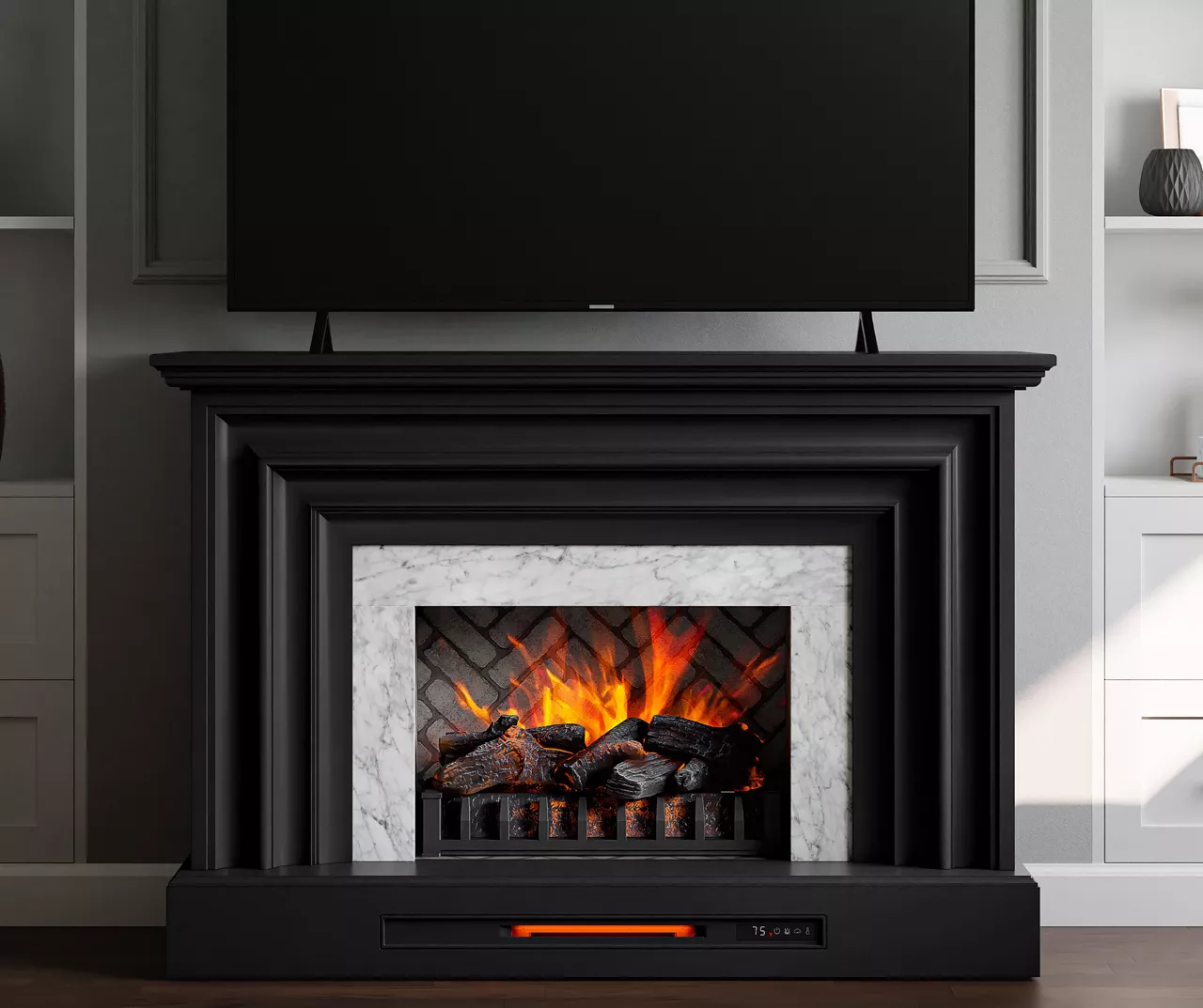 53.5" Black Petite Grand Electric Fireplace Console 2 53.5" Black Petite Grand Electric Fireplace Console - Image 2