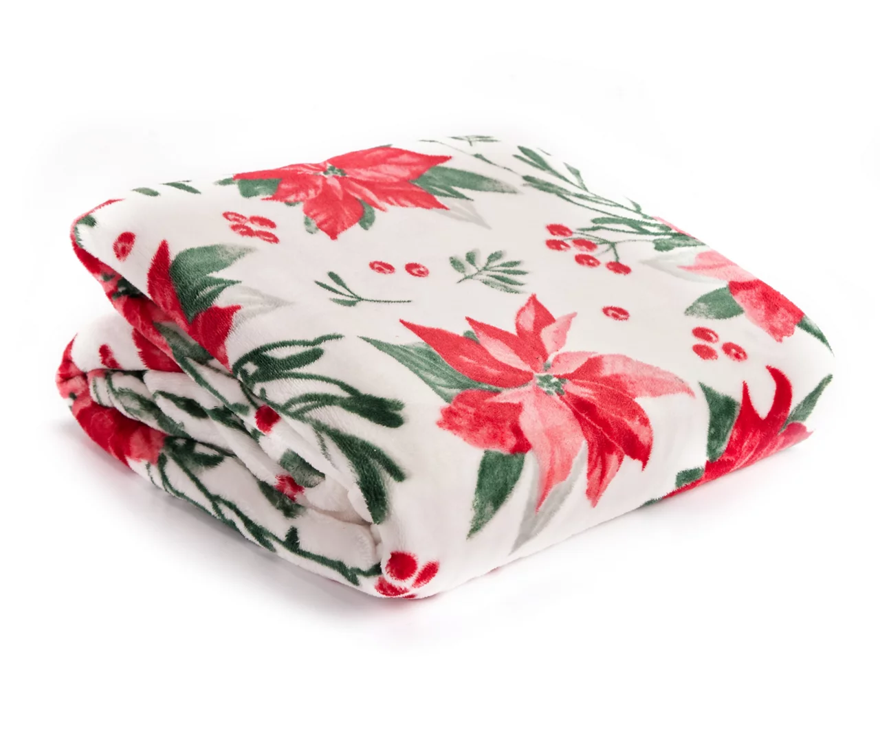 White & Red Poinsettia Velvet Throw, (50" X 60") 1 White & Red Poinsettia Velvet Throw, (50" X 60")