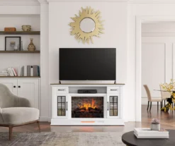 60" White 2-Door Electric Fireplace Console -Northlight Outlet Home Store 810618088 B0 2