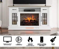 60" White 2-Door Electric Fireplace Console -Northlight Outlet Home Store 810618088 M7