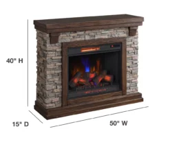 50" Madison Pine & Faux Stone Electric Fireplace -Northlight Outlet Home Store 810620258 A6