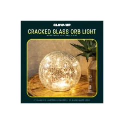 Glow-Up Warm White Cracked Glass Orb LED Light 7 Glow-Up Warm White Cracked Glass Orb LED Light -Northlight Outlet Home Store 810621582 P0