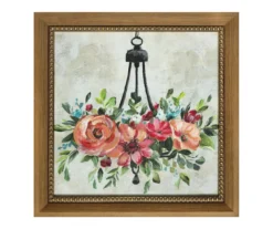 Floral Chandelier Framed Canvas Art, (16" X 16")