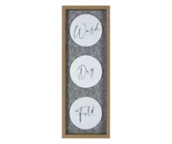 "Wash, Dry, Fold" White Circle Framed Art, (8" X 22")