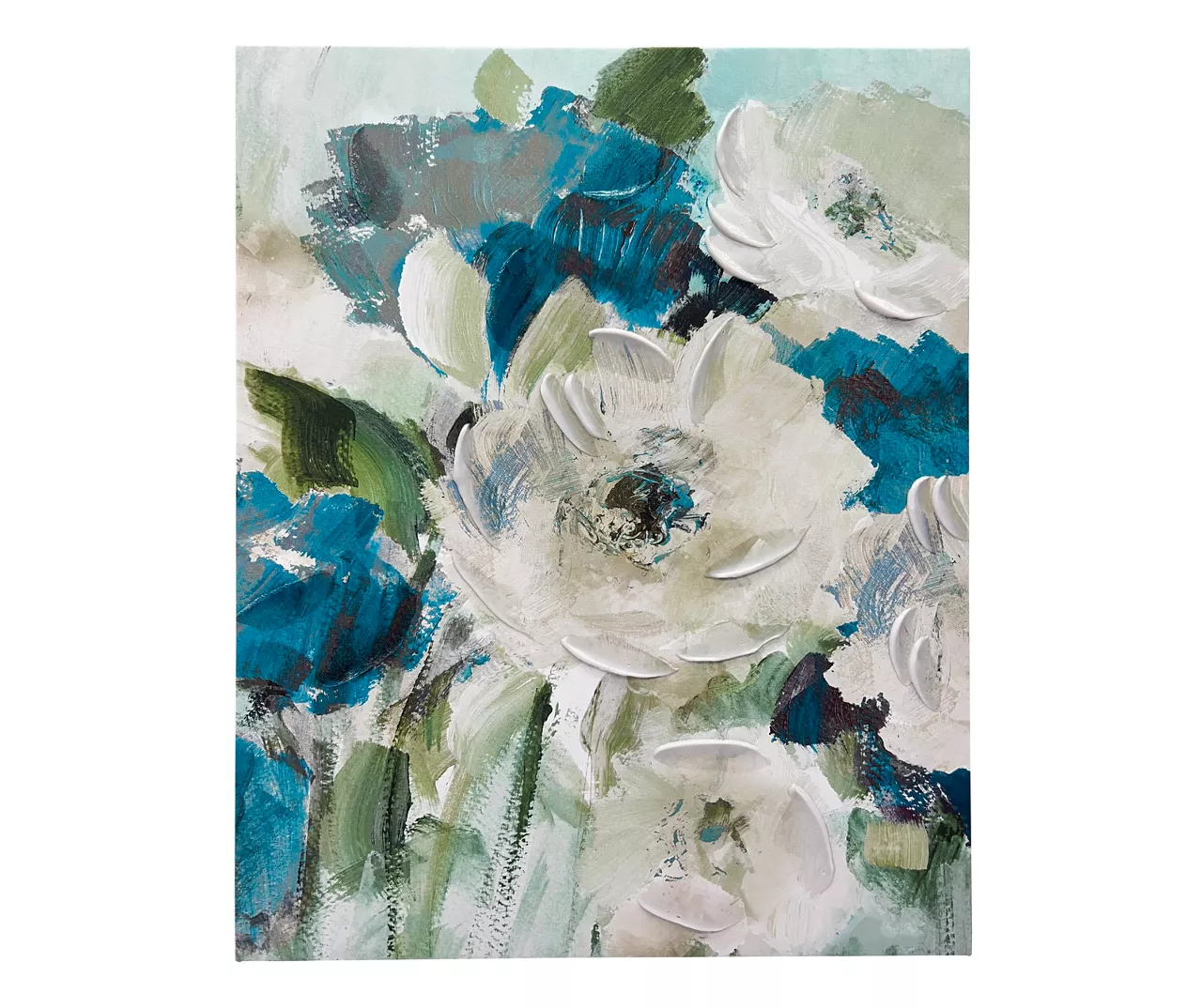 Blue & White Flowers Art Canvas, (16" X 20") 1 Blue & White Flowers Art Canvas, (16" X 20")
