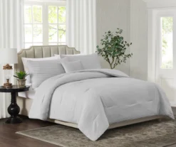 Light Gray Crinkle-Texture King 4-Piece Comforter Set