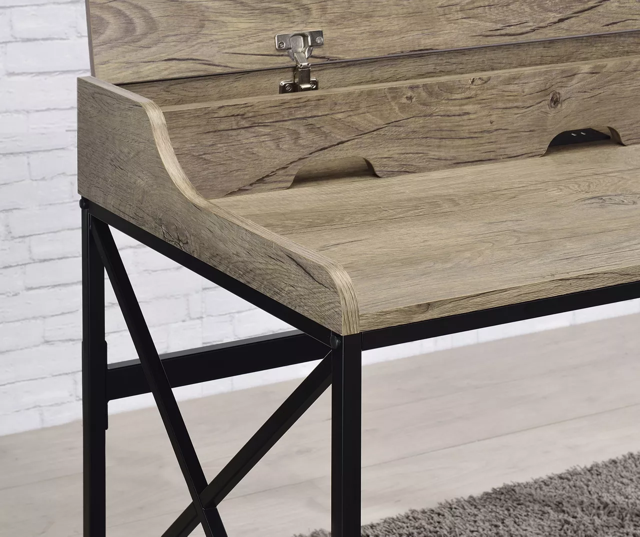 Corday Gray Wood Writing Desk With USB Charing 5 Corday Gray Wood Writing Desk With USB Charing - Image 5