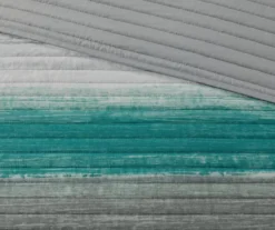 Seth Aqua & Gray Paint Stroke Queen 8-Piece Quilted Coverlet Set -Northlight Outlet Home Store 810681290 810681289 810681288 810681287 810681286 A8 10