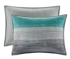 Seth Aqua & Gray Paint Stroke Queen 8-Piece Quilted Coverlet Set -Northlight Outlet Home Store 810681290 810681289 810681288 810681287 810681286 A8 5