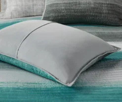 Seth Aqua & Gray Paint Stroke Queen 8-Piece Quilted Coverlet Set -Northlight Outlet Home Store 810681290 810681289 810681288 810681287 810681286 A8 9