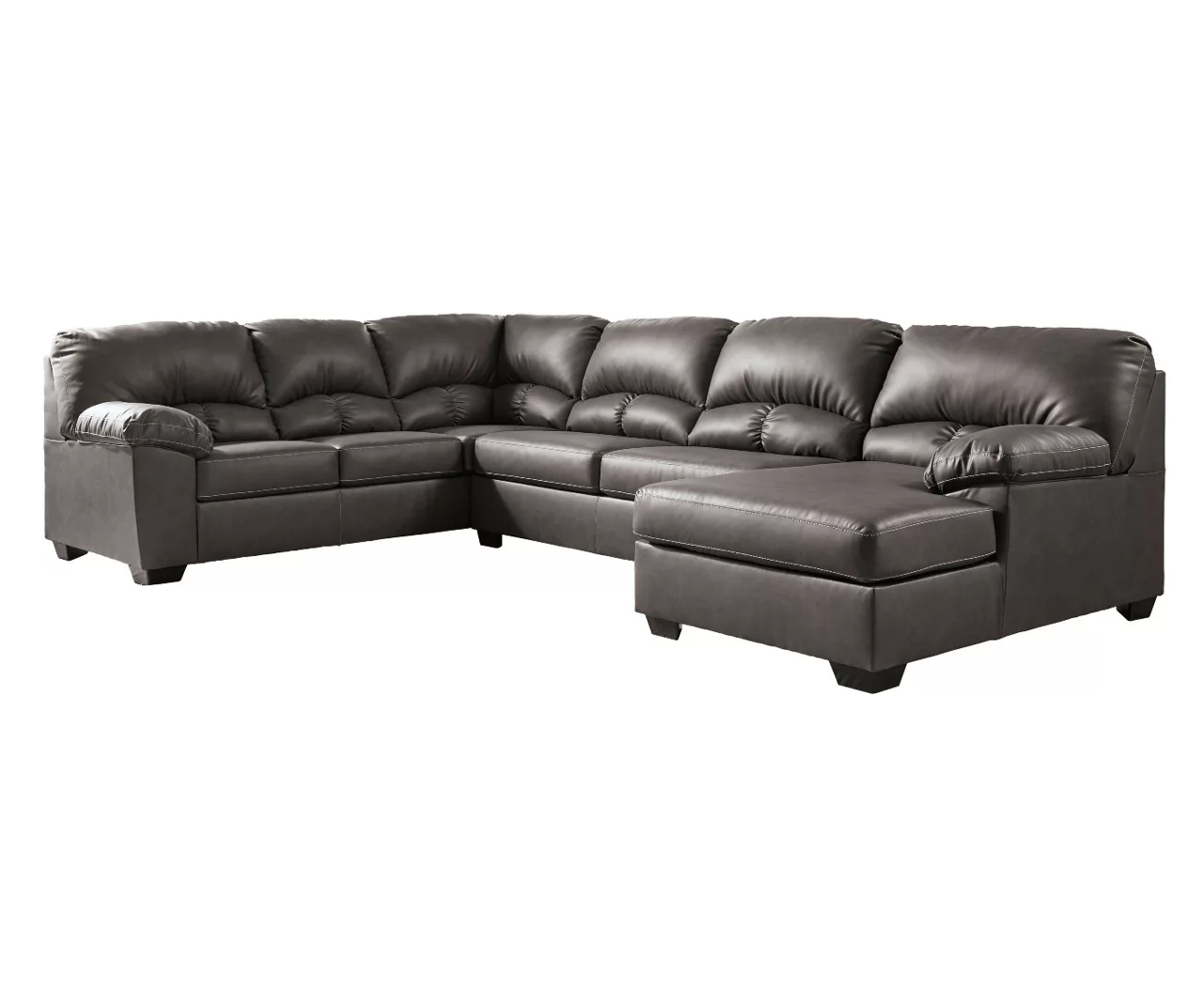 Signature Design By Ashley Aberton Gray Faux Leather 3-Piece Sectional With Right-Facing Chaise 1 Signature Design By Ashley Aberton Gray Faux Leather 3-Piece Sectional With Right-Facing Chaise