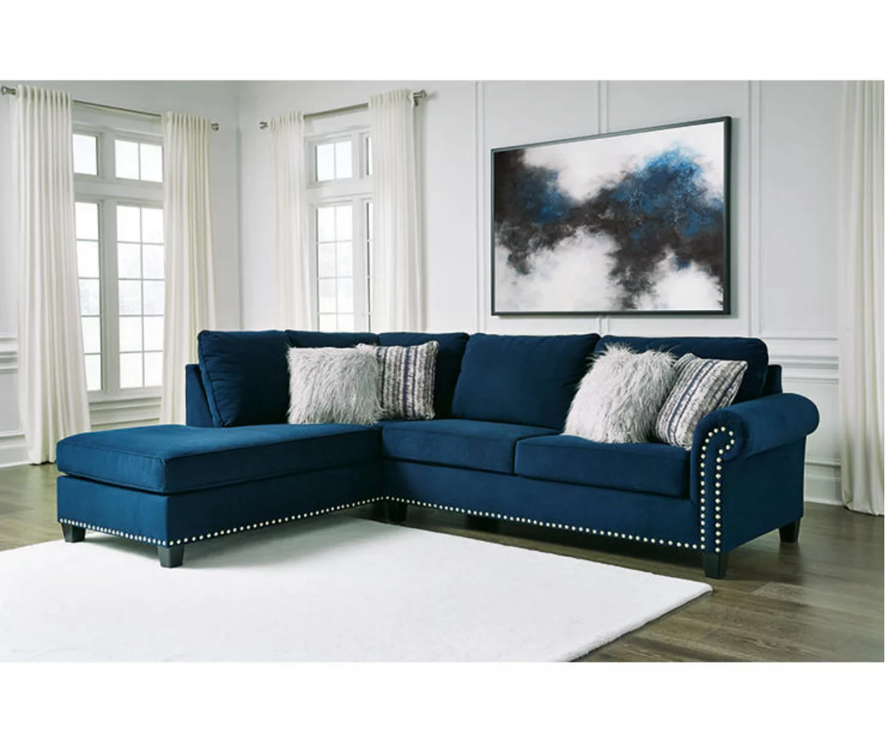 Signature Design By Ashley Trendle Blue Sectional With Left-Facing Chaise 2 Signature Design By Ashley Trendle Blue Sectional With Left-Facing Chaise - Image 2