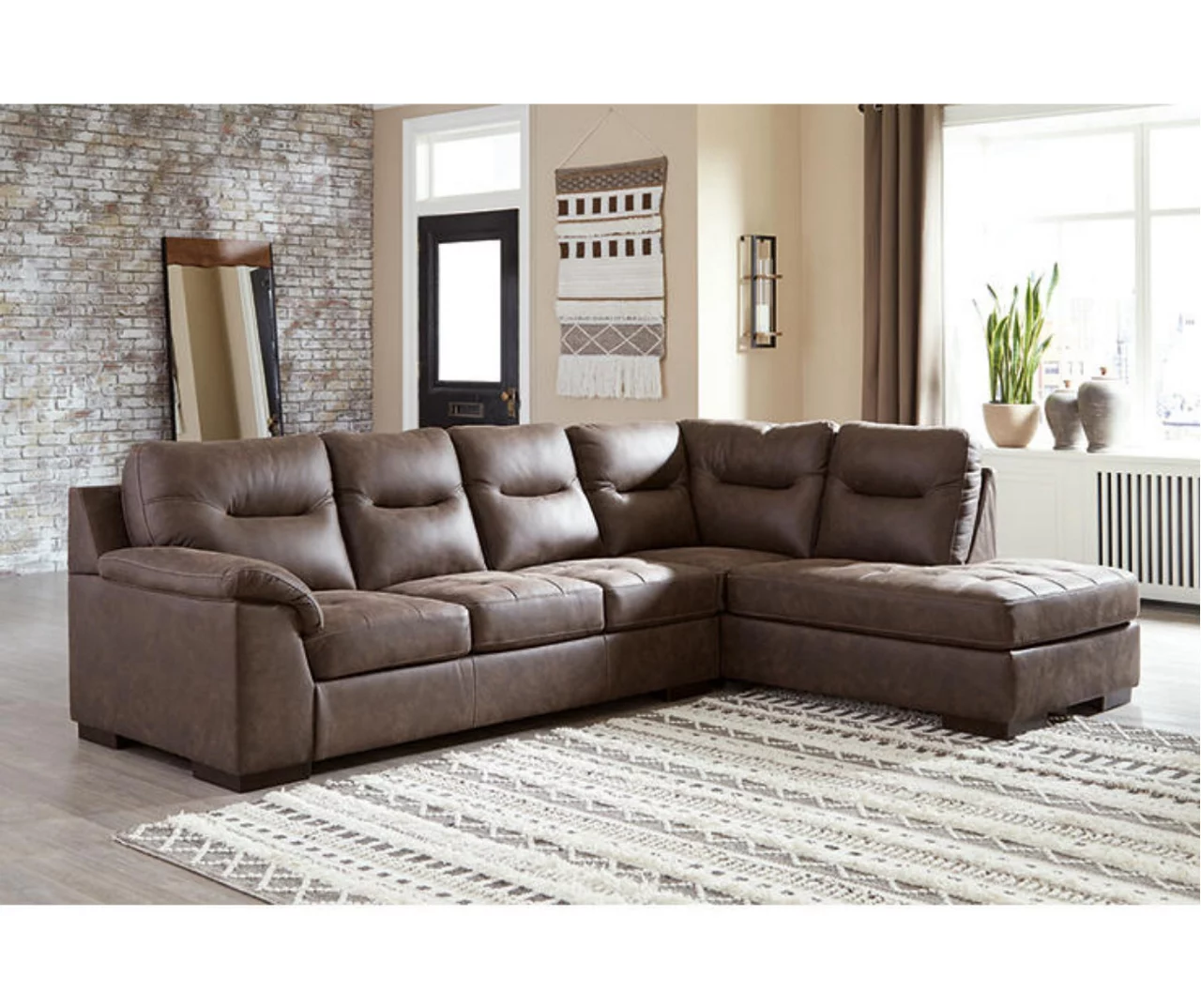 Signature Design By Ashley Maderla Brown Faux Leather Sectional 2 Signature Design By Ashley Maderla Brown Faux Leather Sectional - Image 2